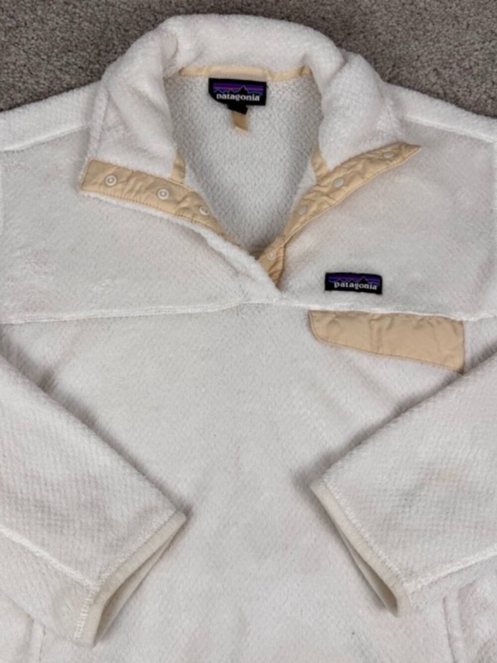 Patagonia Sweater Women's Large White Re-Tool Snap-T Pullover Mock Neck Fleece